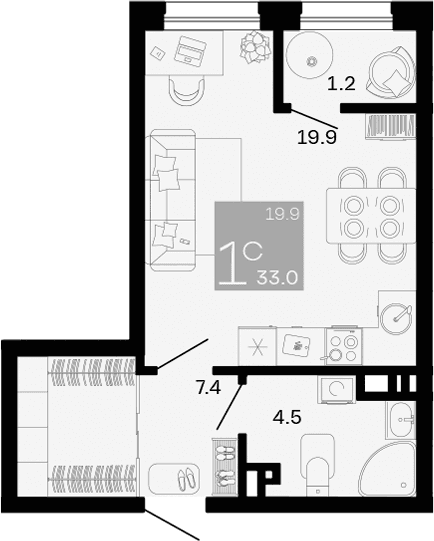 Продается 1-комн. квартира, 31.8 м²