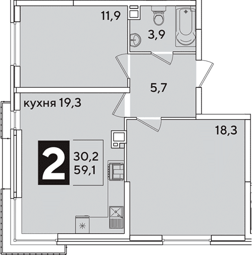 Продается 3-комн. квартира, 59.1 м²