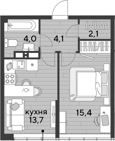 Продается 1-комн. квартира, 39.3 м²