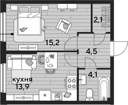 Продается 1-комн. квартира, 39.8 м²