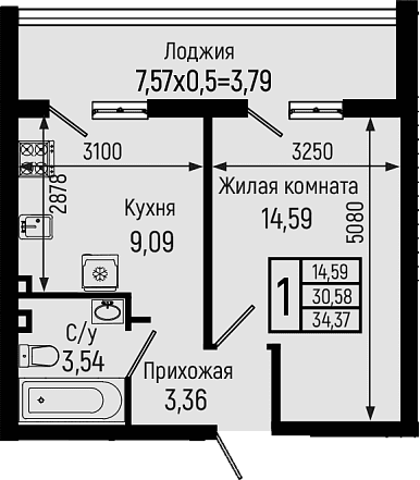 Продается 1-комн. квартира, 30.58 м²