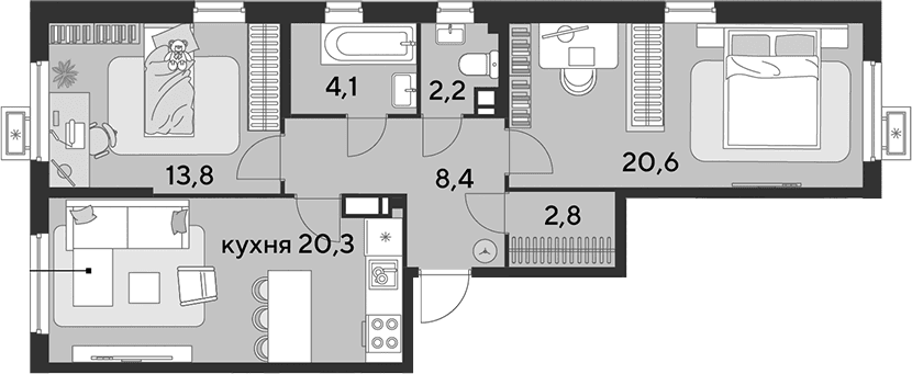 Продается 3-комн. квартира, 72.2 м²