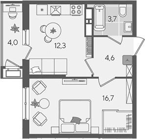 Продается 1-комн. квартира, 37.3 м²