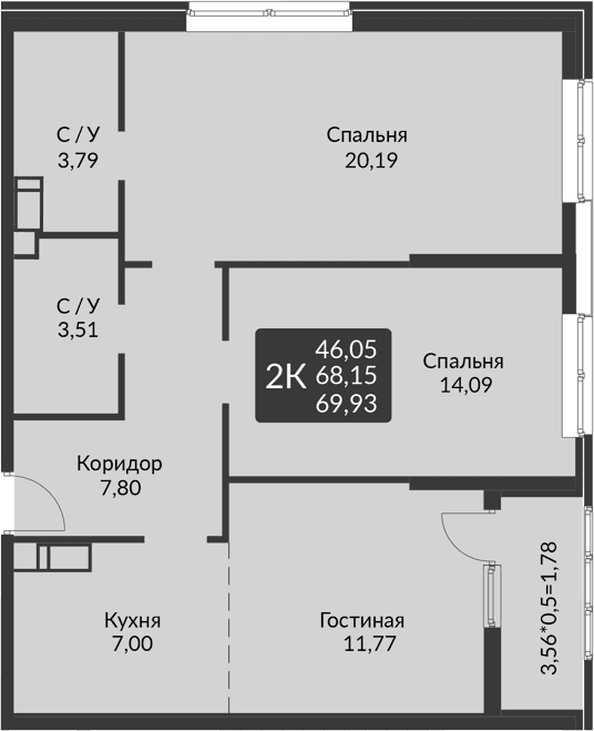 Продается 3-комн. квартира, 68.15 м²