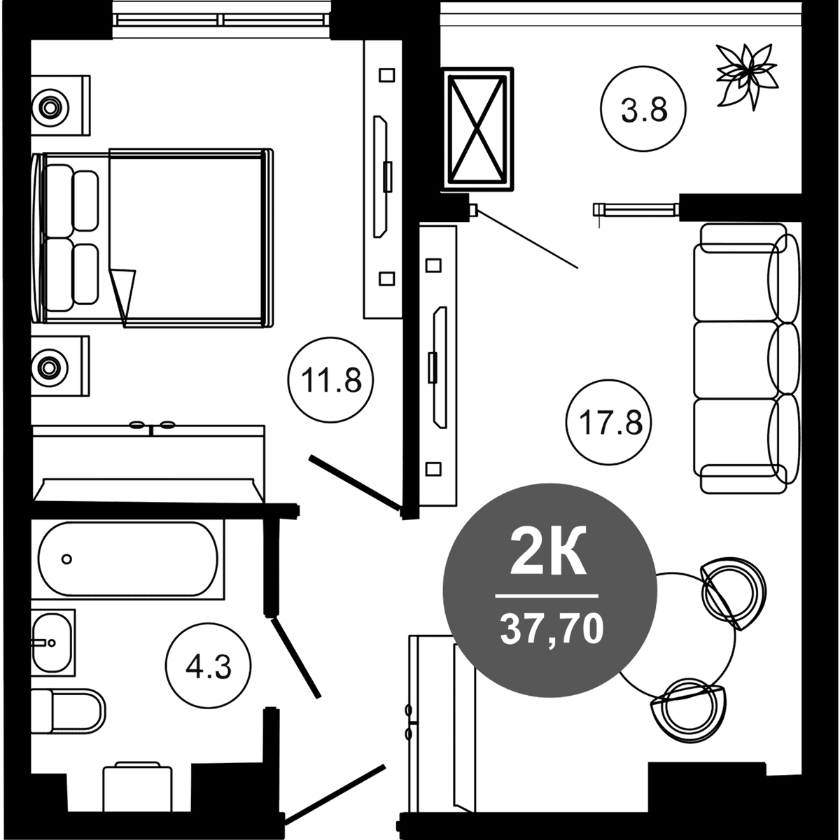 Продается 2-комн. квартира, 33.9 м²
