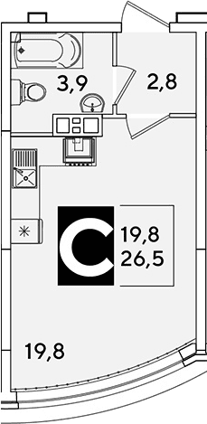 Продается 1-комн. квартира, 26.5 м²