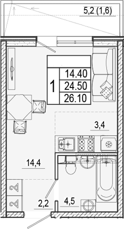 Продается 1-комн. квартира, 24.5 м²