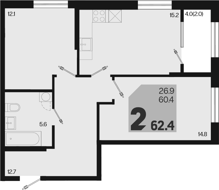 Продается 3-комн. квартира, 60.4 м²