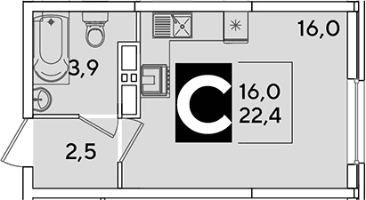 Продается 1-комн. квартира, 22.4 м²