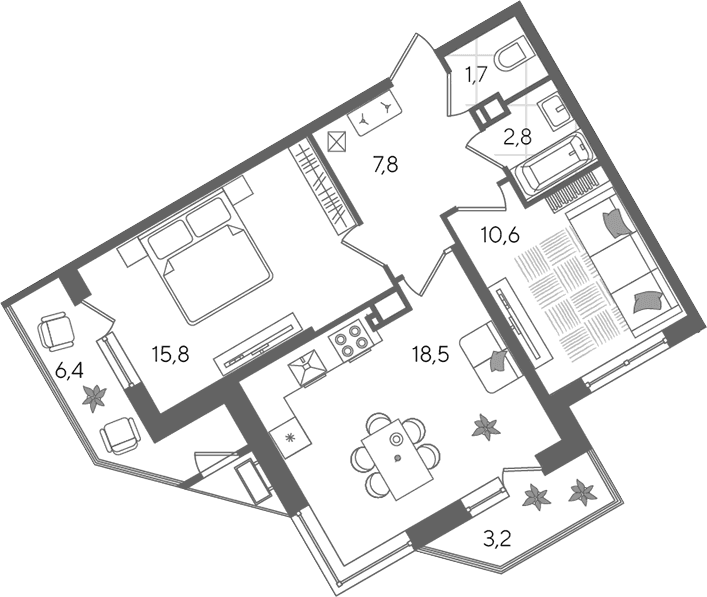 Продается 3-комн. квартира, 57.2 м²