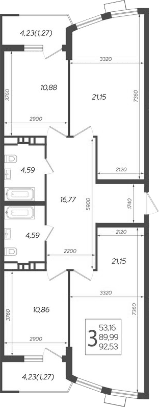 Продается 3-комн. квартира, 89.99 м²