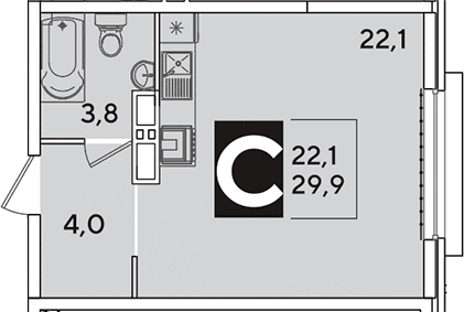 Продается 1-комн. квартира, 29.9 м²