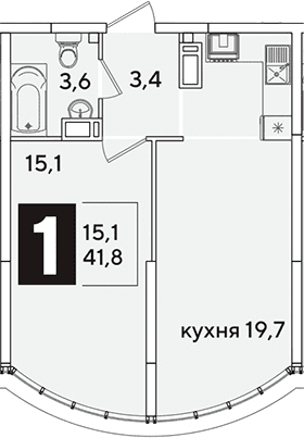 Продается 2-комн. квартира, 41.8 м²