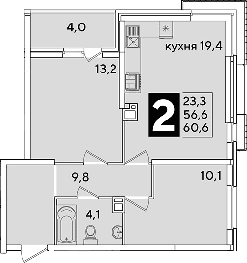 Продается 3-комн. квартира, 56.6 м²