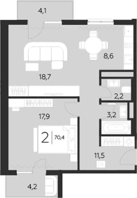 Продается 2-комн. квартира, 62.1 м²