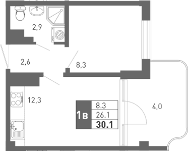 Продается 2-комн. квартира, 25.3 м²