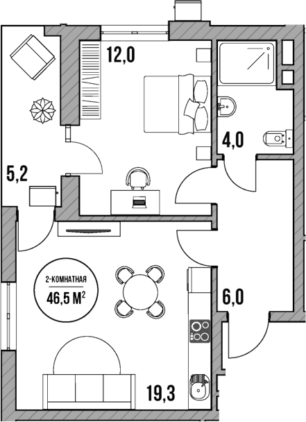 Продается 2-комн. квартира, 41.3 м²