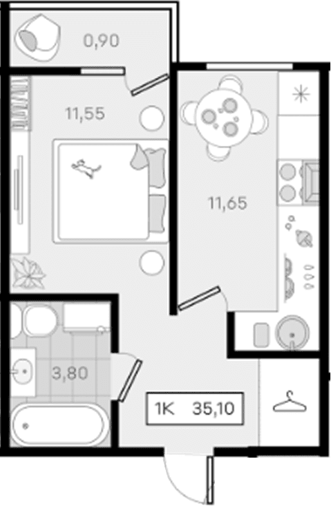 Продается 1-комн. квартира, 34.2 м²