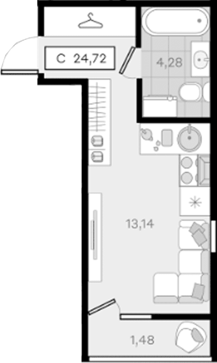 Продается 1-комн. квартира, 23.24 м²