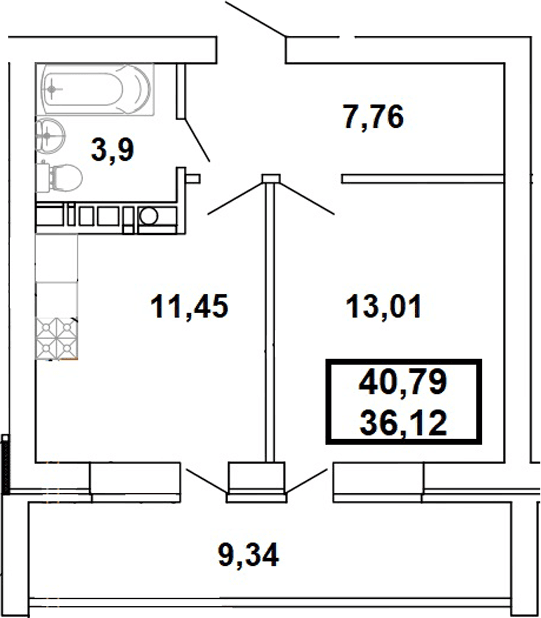 Продается 1-комн. квартира, 36.12 м²