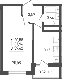 Продается 1-комн. квартира, 38.9 м²