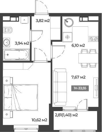 Продается 1-комн. квартира, 32.15 м²