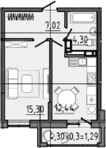 Продается 1-комн. квартира, 42.95 м²