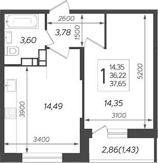 Продается 1-комн. квартира, 36.22 м²