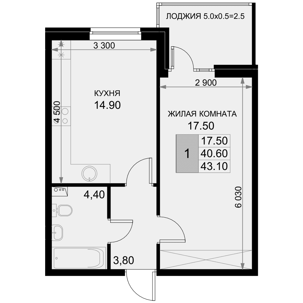 Продается 1-комн. квартира, 39.1 м²