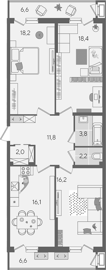 Продается 4-комн. квартира, 88.3 м²