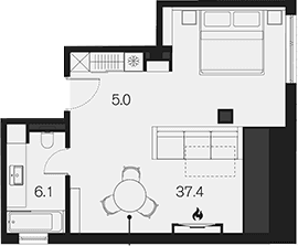 Продается 1-комн. квартира, 48.5 м²