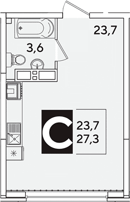 Продается 1-комн. квартира, 27.3 м²