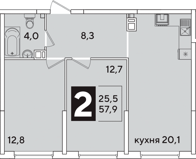 Продается 3-комн. квартира, 57.9 м²