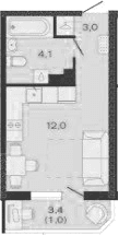 Продается 1-комн. квартира, 19.1 м²