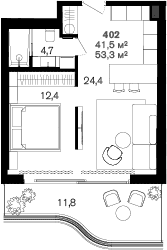 Продается 1-комн. квартира, 41.5 м²