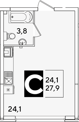 Продается 1-комн. квартира, 27.9 м²