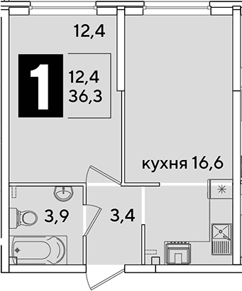 Продается 2-комн. квартира, 36.3 м²