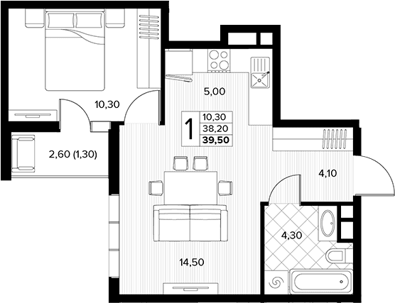 Продается 1-комн. квартира, 38.2 м²