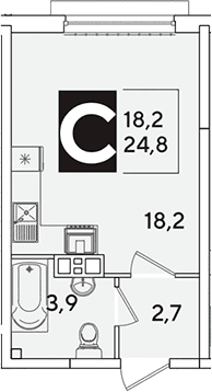 Продается 1-комн. квартира, 24.8 м²