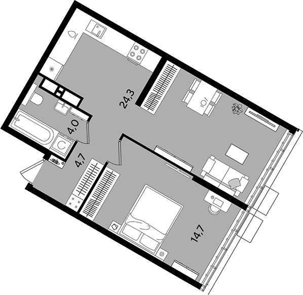 Продается 1-комн. квартира, 47.7 м²