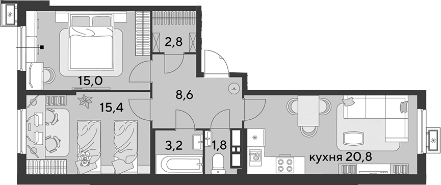 Продается 3-комн. квартира, 67.6 м²
