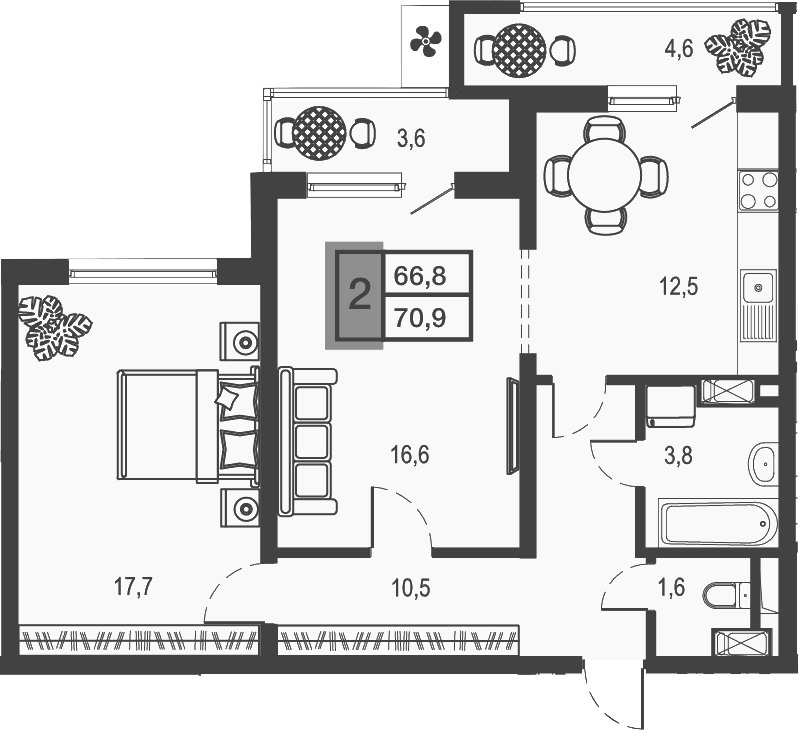 Продается 2-комн. квартира, 62.7 м²