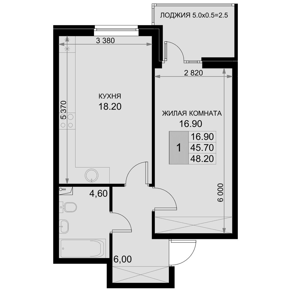 Продается 2-комн. квартира, 45.7 м²