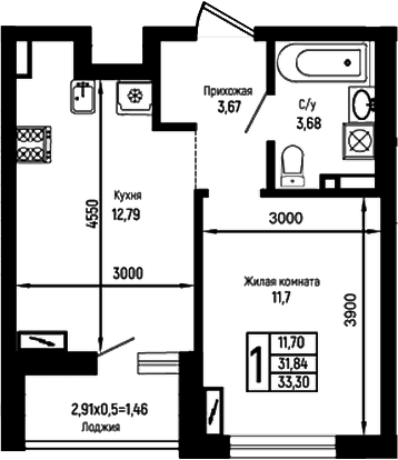 Продается 1-комн. квартира, 31.84 м²