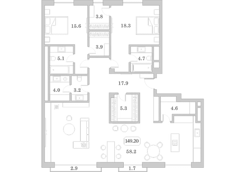 Продается 3-комн. квартира, 144.6 м²