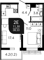 Продается 2-комн. квартира, 38.2 м²