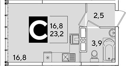 Продается 1-комн. квартира, 23.2 м²