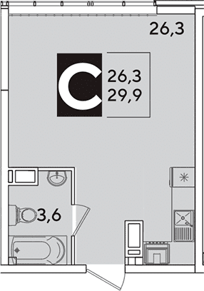 Продается 1-комн. квартира, 29.9 м²