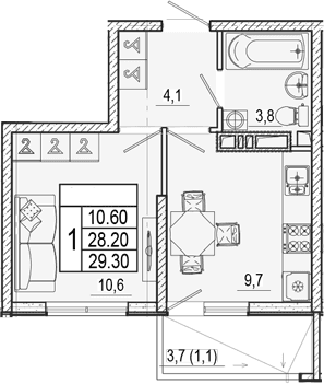 Продается 1-комн. квартира, 28.2 м²