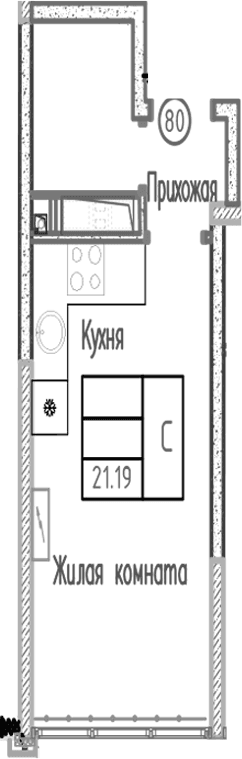 Продается 1-комн. квартира, 21.19 м²